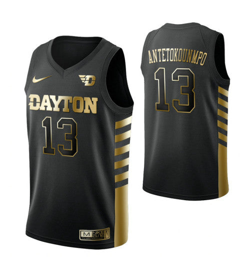 Dayton Flyers 13 Kostas Antetokounmpo Limited Golden Edition College Basketball Jersey Black retro stitched fan jersey