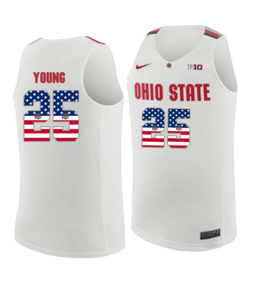 Ohio State Buckeyes 25 Kyle Young College Basketball Jersey White 4015 retro stitched fan jersey RTJ8634 image 1
