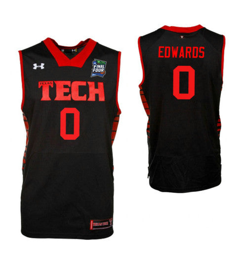 Texas Tech Red Raiders 0 Kyler Edwards Black College Basketball Jersey retro stitched fan jersey RTJ1953 image 1