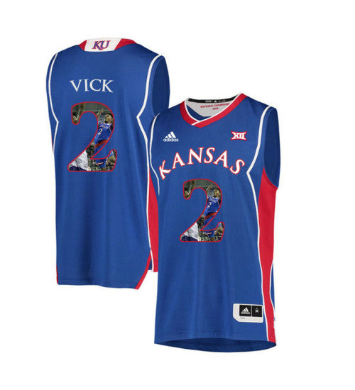 Kansas Jayhawks 2 Lagerald Vick College Basketball Jersey Royal 2006 retro stitched fan jersey RTJ10643 image 1