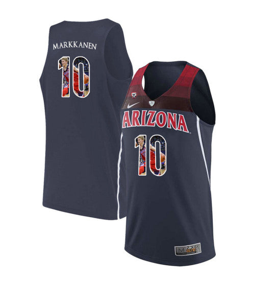 Arizona Wildcats 10 Lauri Markkanen College Basketball Jersey Navy retro stitched fan jersey RTJ12438 image 1