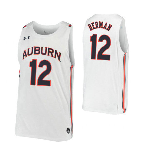 Auburn Tigers 12 Lior Berman White College Basketball Jersey retro stitched fan jersey RTJ6310 image 1