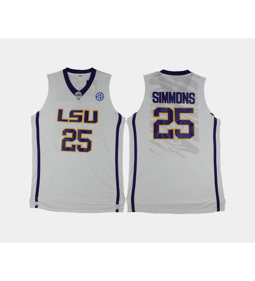 LSU Tigers 25 Ben Simmons White Alternate College Basketball Jersey retro stitched fan jersey RTJ10079 image 1