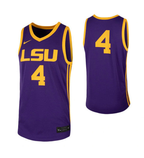 LSU Tigers 4 College Basketball Jersey Purple retro stitched fan jersey RTJ10066 image 1