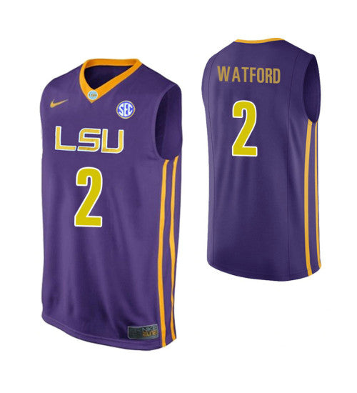 LSU Tigers 2 Trendon Watford Purple College Basketball Jersey 2561 retro stitched fan jersey RTJ10088 image 1