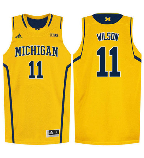Michigan Wolverines 11 Luke Wilson College Basketball Jersey Gold retro stitched fan jersey RTJ9545 image 1