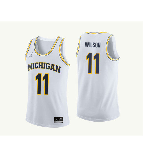 Michigan Wolverines 11 Luke Wilson College Basketball Jersey White 3108 retro stitched fan jersey RTJ9541 image 1