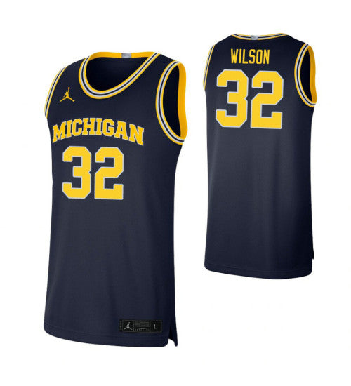 Michigan Wolverines 32 Luke Wilson Limited College Basketball Jersey Navy retro stitched fan jersey RTJ9348 image 1