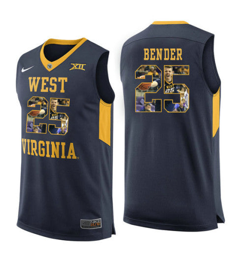 West Virginia Mountaineers 25 Maciej Bender College Basketball Jersey Navy 11470 retro stitched fan jersey RTJ1179