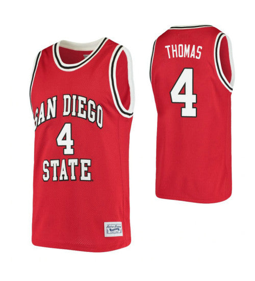 San Diego State Aztecs 4 Malcolm Thomas Alumni College Basketball Jersey Red retro stitched fan jersey RTJ2393 image 1