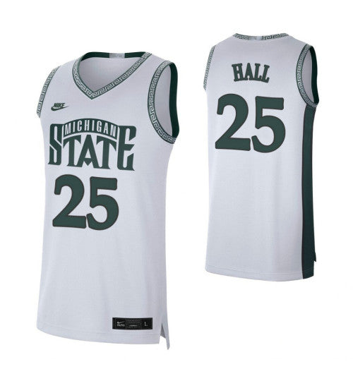 Michigan State Spartans 25 Malik Hall Retro Limited College Basketball Jersey White retro stitched fan jersey RTJ3782