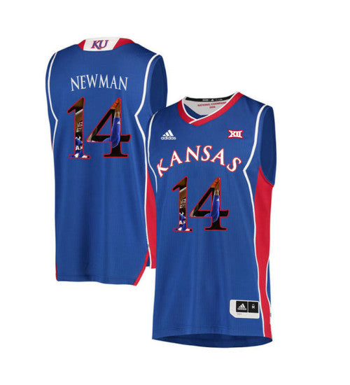 Kansas Jayhawks 14 Malik Newman College Basketball Jersey Royal retro stitched fan jersey RTJ10651 image 1