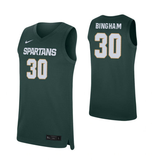 Michigan State Spartans 30 Marcus Bingham Jr Green College Basketball Jersey 8785 retro stitched fan jersey RTJ3864