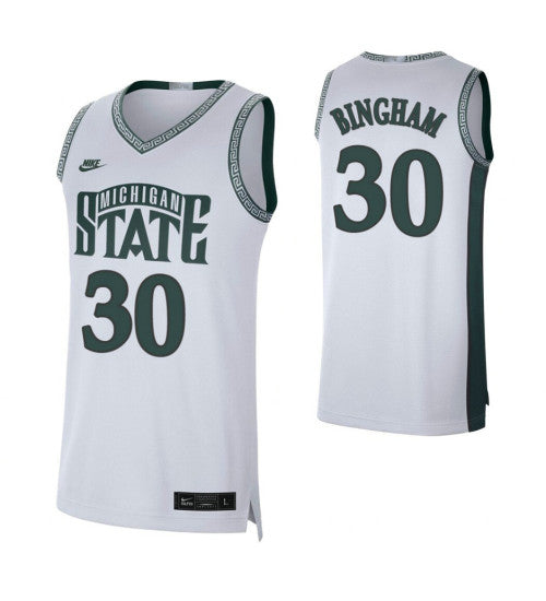 Michigan State Spartans 30 Marcus Bingham Jr Retro Limited College Basketball Jersey White retro stitched fan jersey
