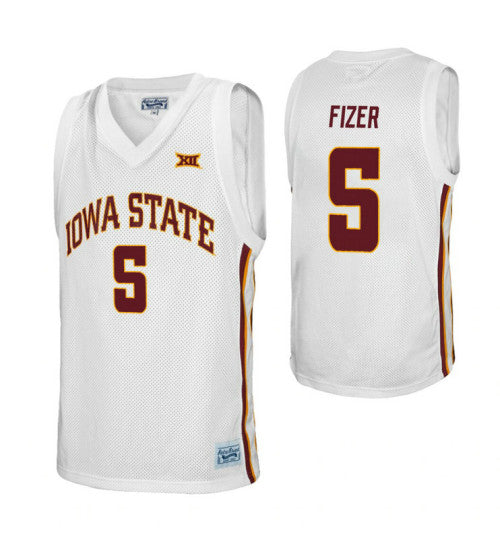 Iowa State Cyclones 5 Marcus Fizer White College Basketball Jersey retro stitched fan jersey RTJ4936 image 1