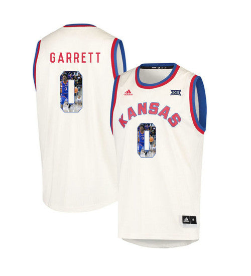 Kansas Jayhawks 0 Marcus Garrett College Basketball Jersey Cream retro stitched fan jersey RTJ10714 image 1
