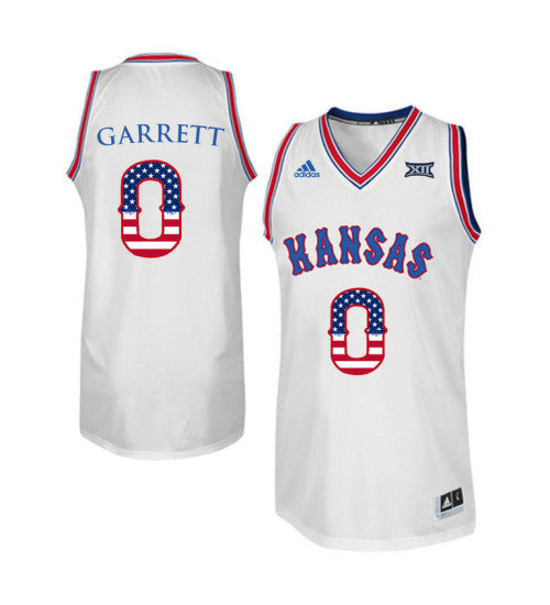 Kansas Jayhawks 0 Marcus Garrett College Basketball Jersey White 1937 retro stitched fan jersey RTJ10712 image 1