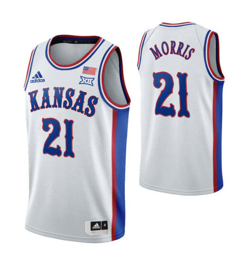 Kansas Jayhawks 21 Markieff Morris White College Basketball Jersey retro stitched fan jersey RTJ10624 image 1