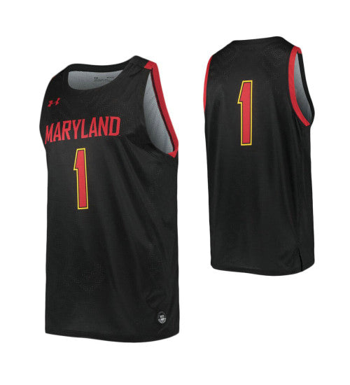 Maryland Terrapins 1 College Basketball Jersey Black retro stitched fan jersey RTJ4135 image 1