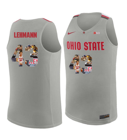 Ohio State Buckeyes 43 Matt Lehmann College Basketball Jersey Gray 4055 retro stitched fan jersey RTJ8594 image 1