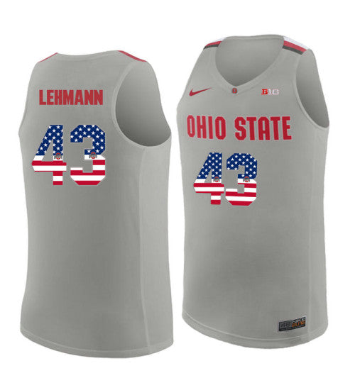 Ohio State Buckeyes 43 Matt Lehmann College Basketball Jersey Gray 4056 retro stitched fan jersey RTJ8593 image 1