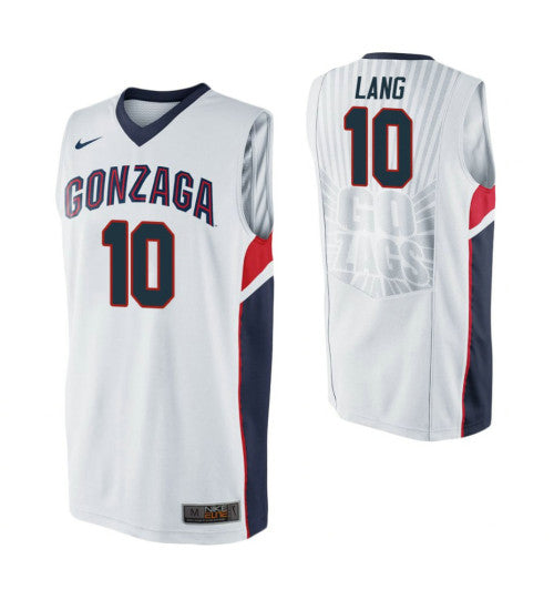 Gonzaga Bulldogs Matthew Lang College Basketball Jersey White retro stitched fan jersey RTJ5202 image 1