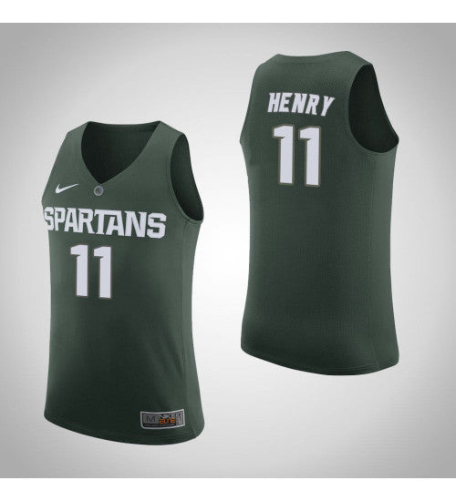 Michigan State Spartans 11 Aaron Henry Home College Basketball Jersey Green retro stitched fan jersey RTJ3948 image 1