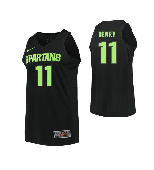 Michigan State Spartans 11 Aaron Henry College Basketball Jersey Black retro stitched fan jersey RTJ3951 image 1