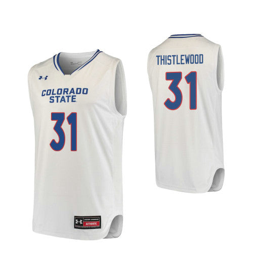 Colorado State Rams 31 Adam Thistlewood College Basketball Jersey White retro stitched fan jersey RTJ5913 image 1
