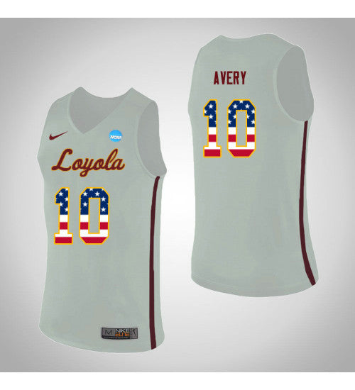 Loyola Chi Ramblers 10 Adarius Avery USA Flag College Basketball Jersey White retro stitched fan jersey RTJ10168 image