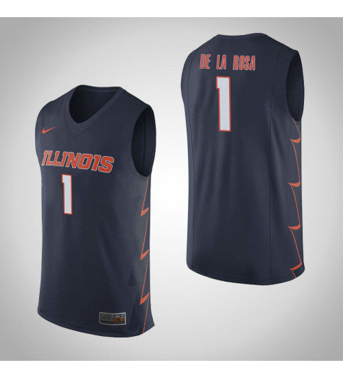 Illinois Fighting Illini 1 Adonis De LA Rosa College Basketball Jersey Navy retro stitched fan jersey RTJ5154 image 1