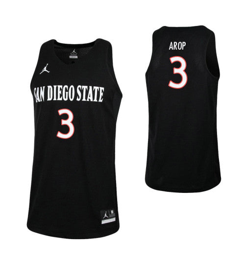 San Diego State Aztecs 3 Aguek Arop College Basketball Jersey Black retro stitched fan jersey RTJ8184 image 1