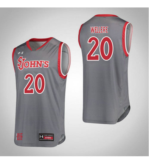 St Johns Red Storm 20 Akina Wellere College Basketball Jersey Gray retro stitched fan jersey RTJ8078 image 1