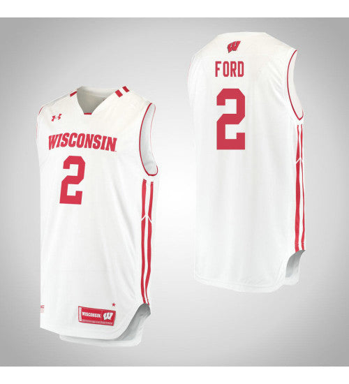 Wisconsin Badgers 2 Aleem Ford College Basketball Jersey White retro stitched fan jersey RTJ6808 image 1