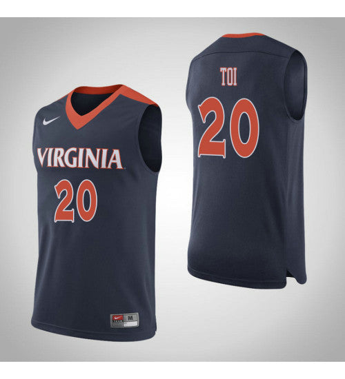 Virginia Cavaliers 20 Amandine Toi College Basketball Jersey Navy retro stitched fan jersey RTJ1369 image 1