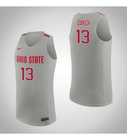 Ohio State Buckeyes 13 Andrew Dakich College Basketball Jersey Pure Gray retro stitched fan jersey RTJ2891 image 1