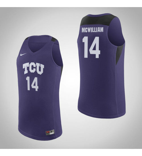 TCU Horned Frogs 14 Angus Mcwilliam College Basketball Jersey Purple retro stitched fan jersey RTJ2172 image 1