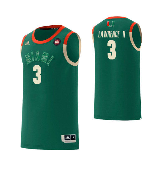 Miami Hurricanes 3 Anthony Lawrence Ii Harlem Renaissance College Basketball Jersey Green retro stitched fan jersey
