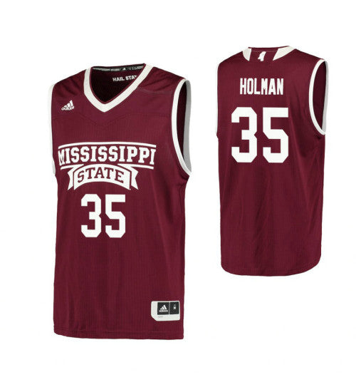 Mississippi State Bulldogs 35 Aric Holman College Basketball Jersey Maroon retro stitched fan jersey RTJ3464 image 1