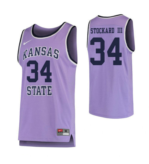 Kansas State Wildcats 34 Levi Stockard Iii College Basketball Jersey Purple retro stitched fan jersey RTJ10455 image 1