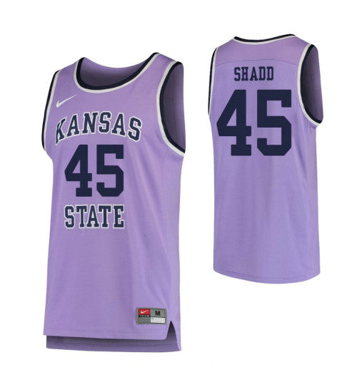Kansas State Wildcats 45 Nigel Shadd College Basketball Jersey Purple retro stitched fan jersey RTJ4592 image 1