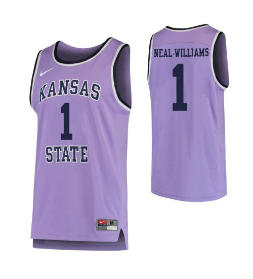 Kansas State Wildcats 1 Shaun Neal Williams College Basketball Jersey Purple retro stitched fan jersey RTJ10476 image 1