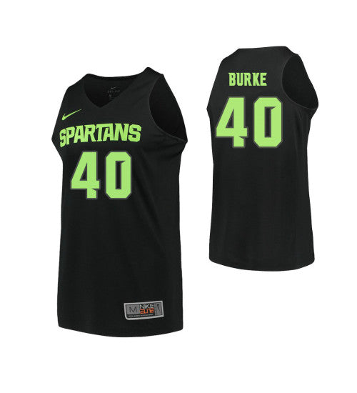 Michigan State Spartans 40 Braden Burke College Basketball Jersey Black retro stitched fan jersey RTJ3842 image 1
