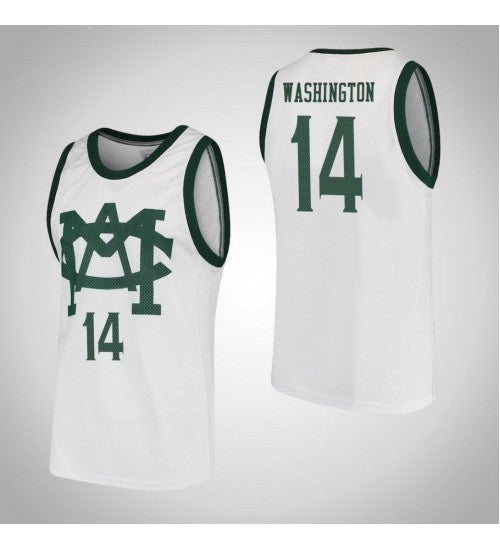 Michigan State Spartans 14 Brock Washington Vault Mac College Basketball Jersey White retro stitched fan jersey