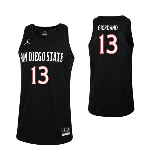 San Diego State Aztecs 13 Caleb Giordano College Basketball Jersey Black retro stitched fan jersey RTJ2419 image 1