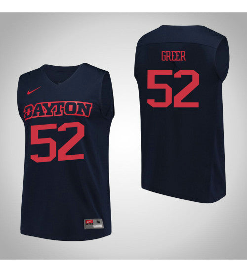 Dayton Flyers 52 Camron Greer Performance College Basketball Jersey Navy retro stitched fan jersey RTJ5795 image 1