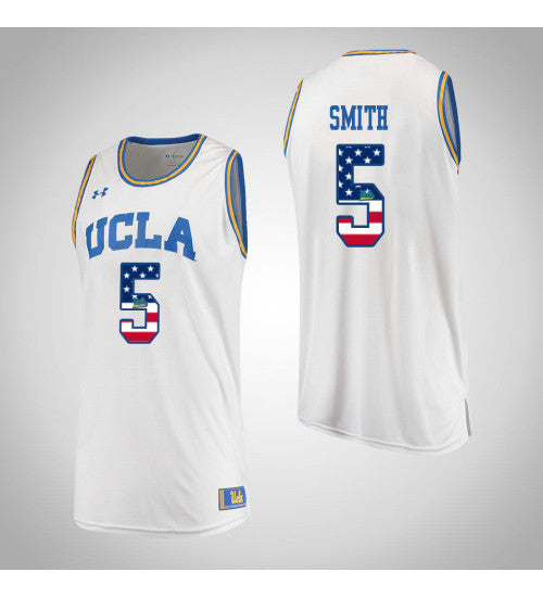 UCLA Bruins 5 Chris Smith USA Flag College Basketball Jersey White retro stitched fan jersey RTJ1779 image 1