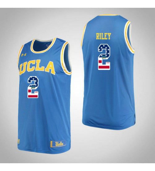 UCLA Bruins 2 Cody Riley USA Flag College Basketball Jersey Blue retro stitched fan jersey RTJ7597 image 1