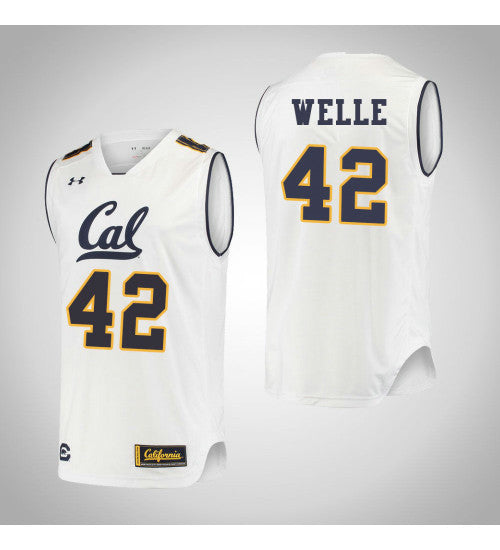 California Golden Bears 42 Cole Welle College Basketball Jersey White 6577 retro stitched fan jersey RTJ6072 image 1