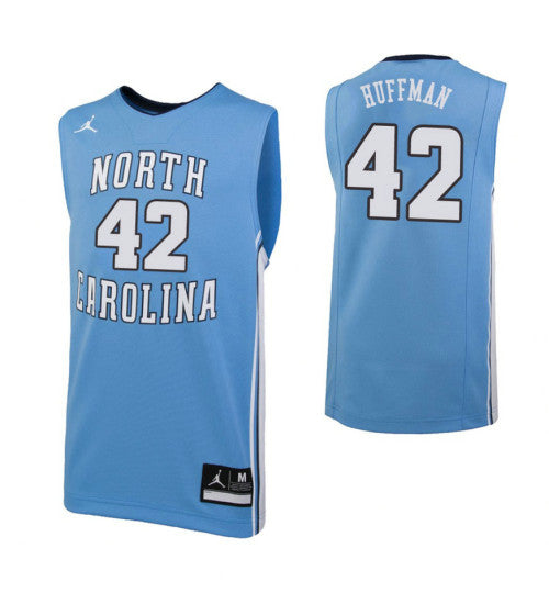 North Carolina Tar Heels 42 On Huffman College Basketball Jersey Carolina Blue retro stitched fan jersey RTJ8915 image